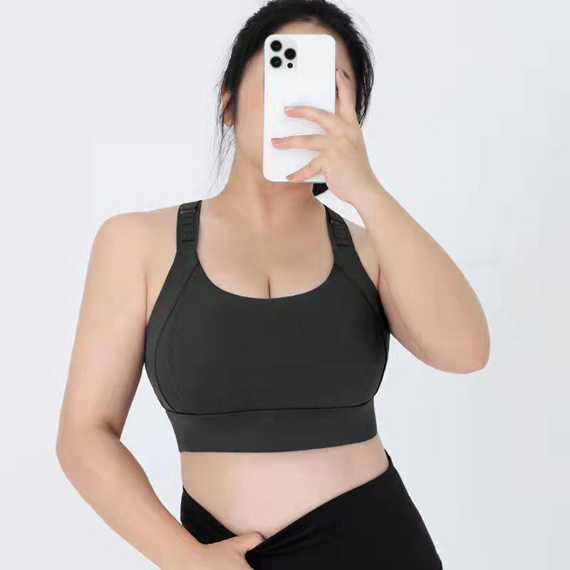 Women's Zipper Bra Sports Underwear Shockproof Running Large Size Fat Mm High-intensity Yoga Vest Seamless Gathering Fitness Bra Push Up Bra Top