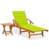 Garden Chaise Longue with Table and Cushion vidaXL Acacia Wood.