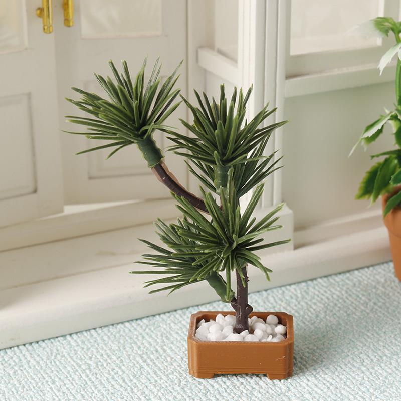 1 Stück Mikro-Landschaftsgarten Bonsai-Ornament 1/12 Puppenhaus Simulation Kieferngrün Pflanzen Bonsai-Modell Szene Dekoration