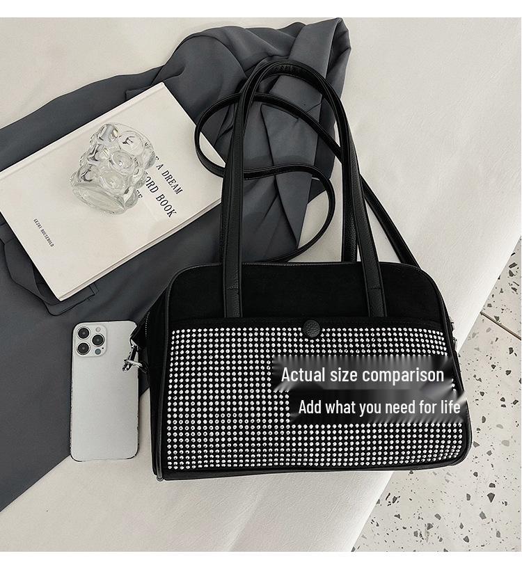 2025 Retro Strass Damen Tote: Schultertasche mit großem Fassungsvermögen für Herbst/Winter für Arbeit & Pendeln
