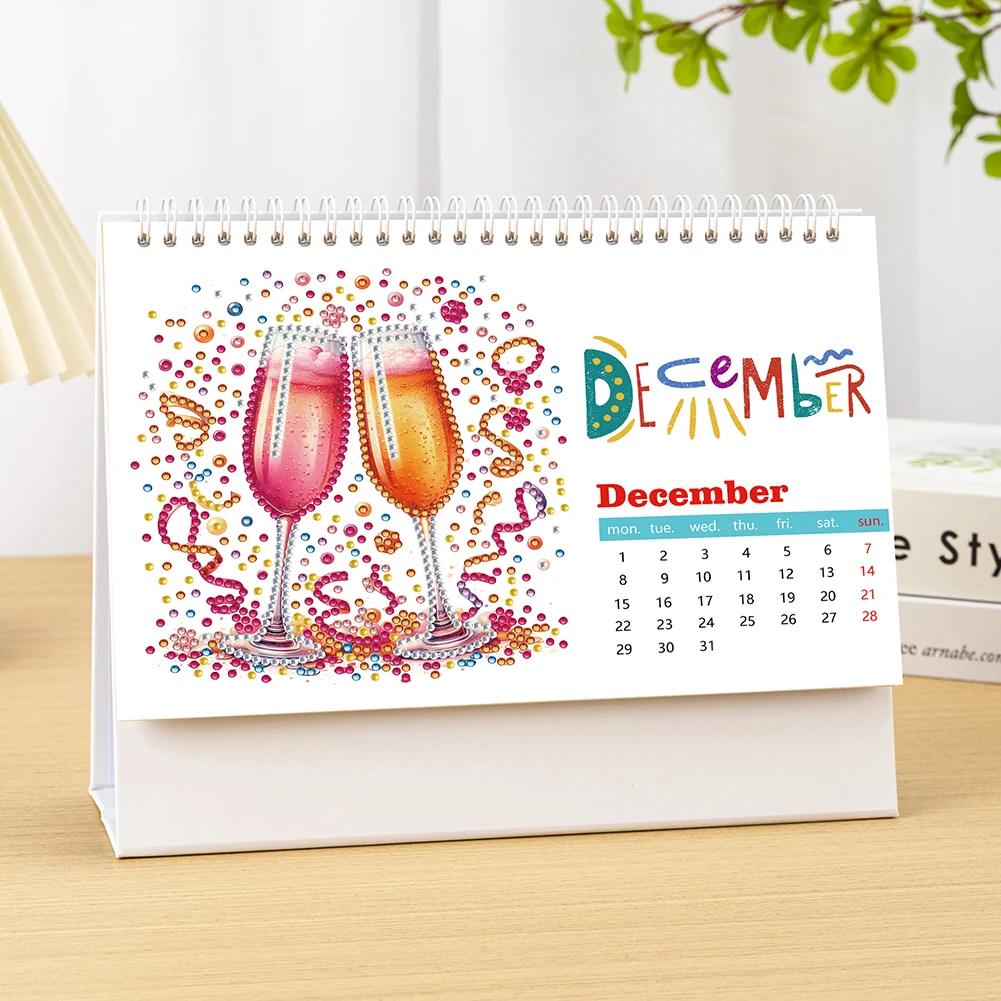2025 Sonderform Feuerwerk Tischplatte Diamantmalerei Ornament Schreibtisch Diamant Stehkalender Strasssteine Schreibtischkalender