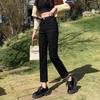 2025 Spring/Summer Women's Black Cigarette Straight-Leg Jeans - Slim Nine-Point Style