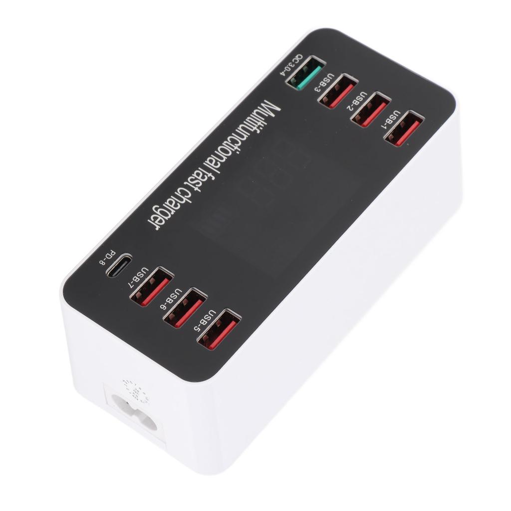 USB Charging Hub Charger Station 8 Ports Desktop Wall with LCD Display for Smart Phone TabletEU