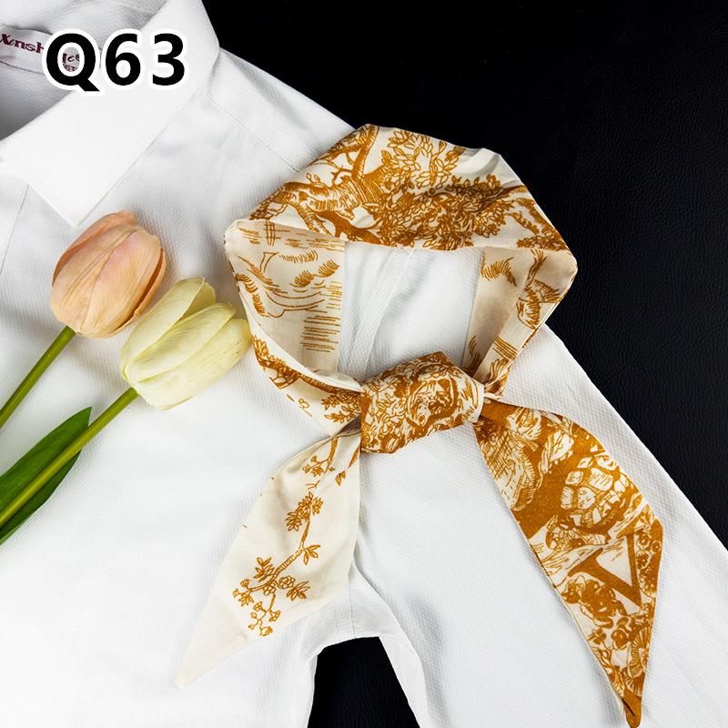 New Long Versatile Silk Scarf Tied Hair Band Bow Letter Floral Streamer Tied Bag Gift Small Silk Scarf