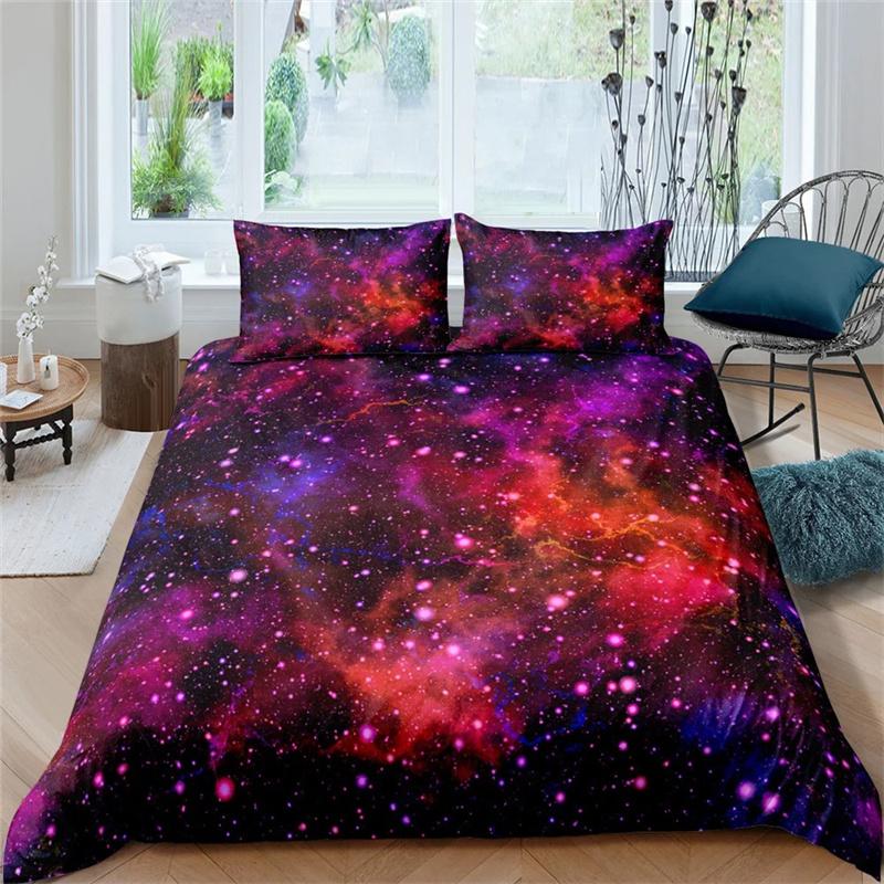 Galaxy Theme Blue Purple Design Duvet Cover Full Size For Girls Boys Teens Kids Gifts Starry Dream Sky Bedding Collection Room Decor