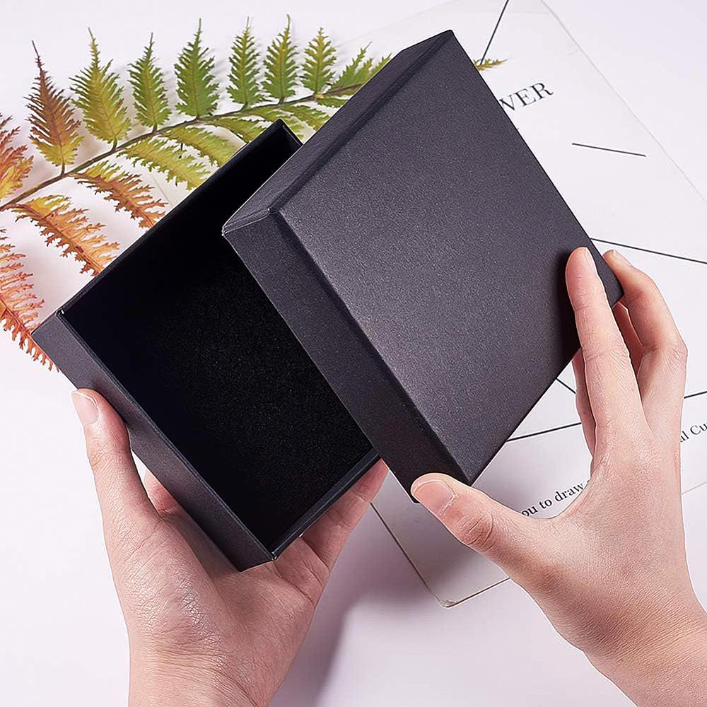 8pcs Kraft Paper Jewelry Boxes with Sponge Square Black 12x12x4.2cm