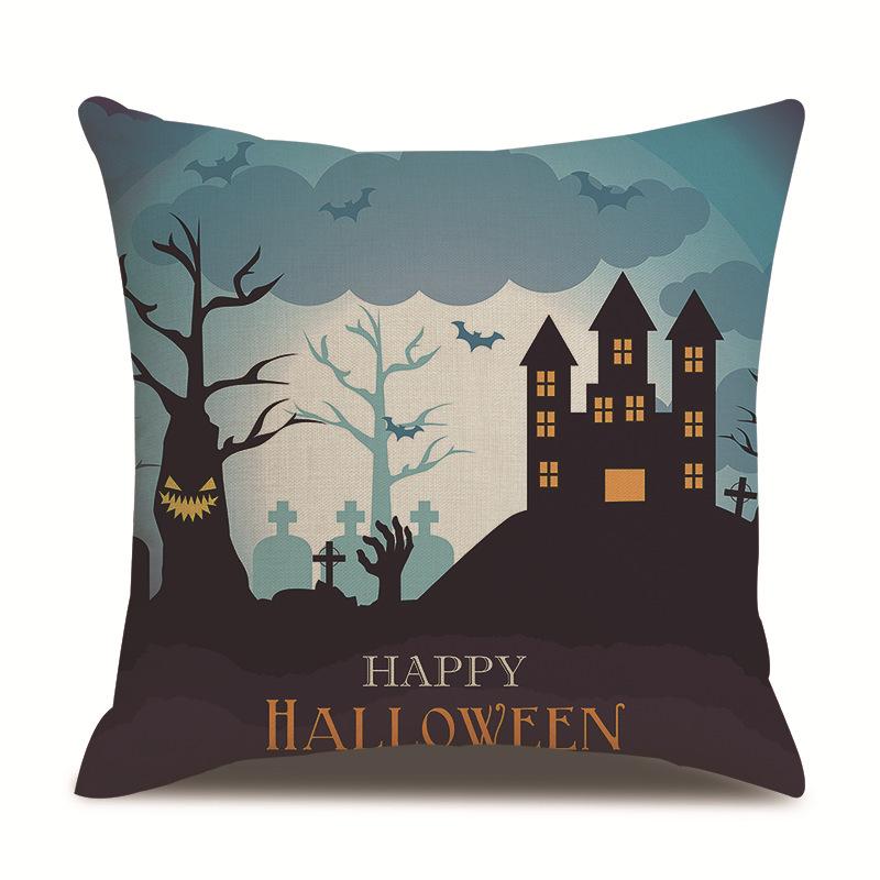 Halloweenský lněný povlak na polštář Tištěný povlak na polštář