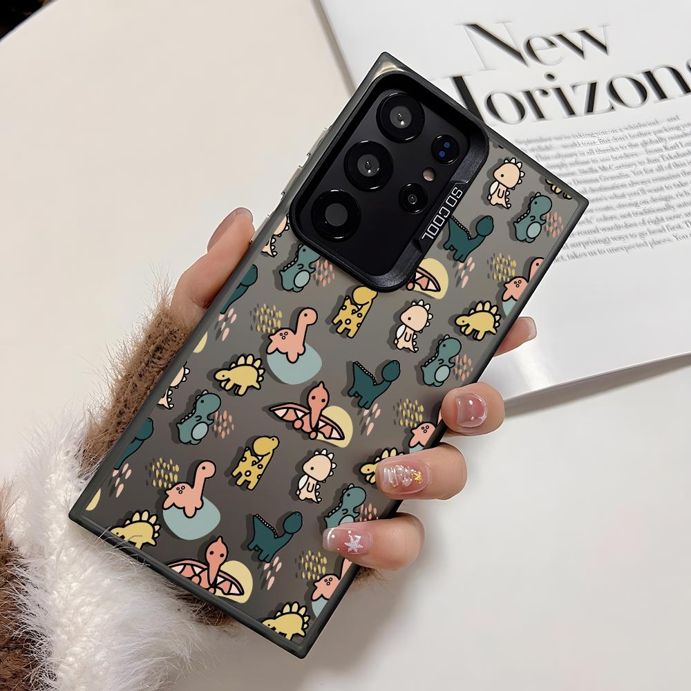 

Cartoon Dinosaurs Cute Phone Case For Samsung Galaxy S25 S24 S23 S22 S21 Ultra Plus 5G Shiny TPU Shockproof Cover Gift Galaxy S22plus 5G