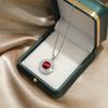 925 Sterling Silver Luxury Design Round Red Zircon Necklace Wedding Anniversary Party Gift