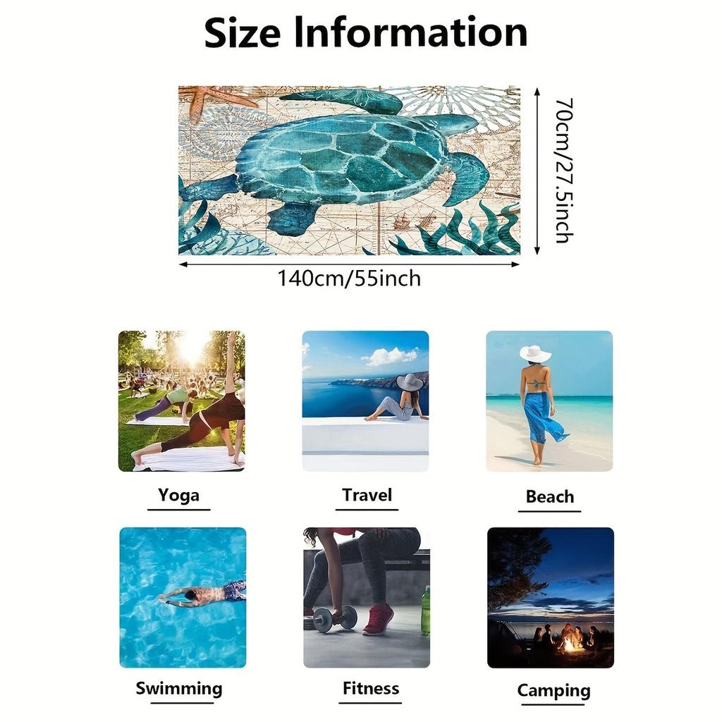 1 Stück Schildkröten Strandtuch, Super saugfähig, Schnell trocknend, Leicht, Weich, Geeignet für Strand, Schwimmen, Outdoor-Camping, Reisen