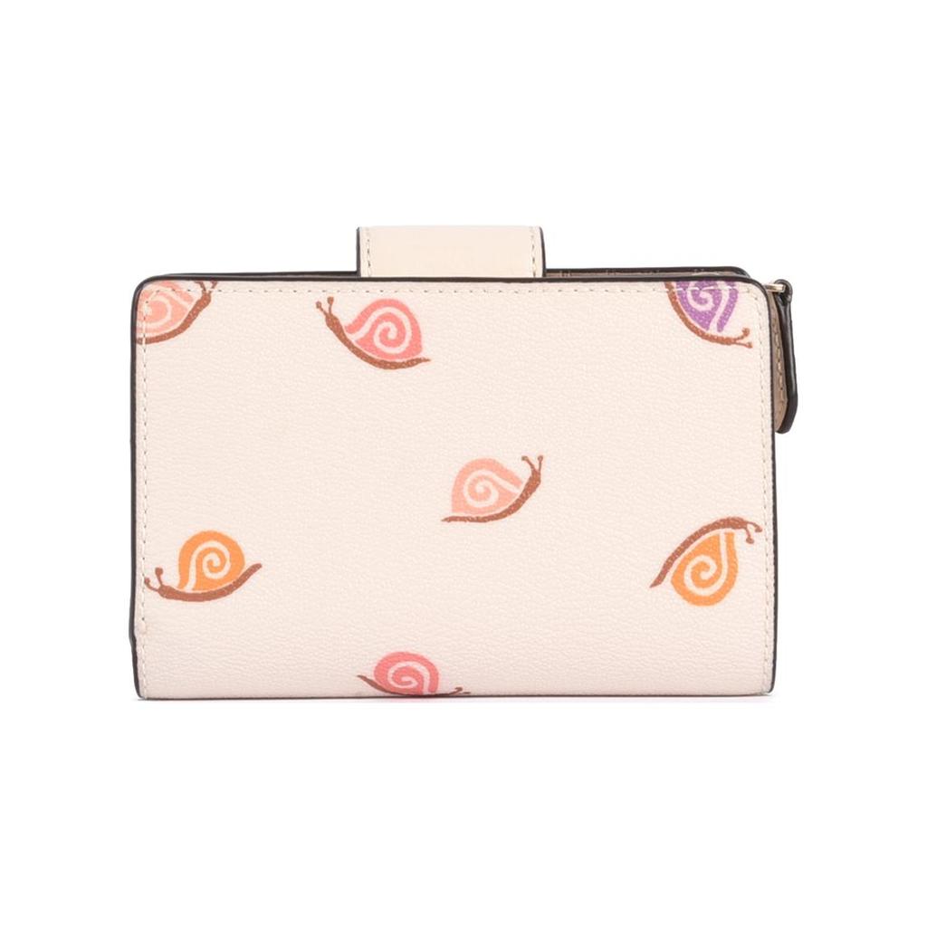 New COACH Smooth Leather With Coated Canvas Card Holder, Wallet Women's Chalk White CA789-IMCAH