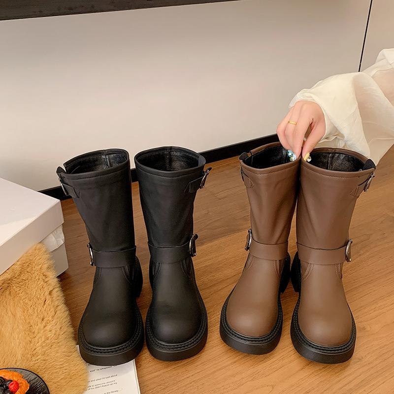 Thick-soled Martin Boots Women's British Style 2025 New Autumn Retro Belt Buckle Western Short Boots Slim Locomotive Boots