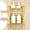 2X Gold Bathroom Shelf Shower Wall Mounted Corner Basket Shampoo Storage Wall Bathroom Shelf 2 Layer Corner Stand