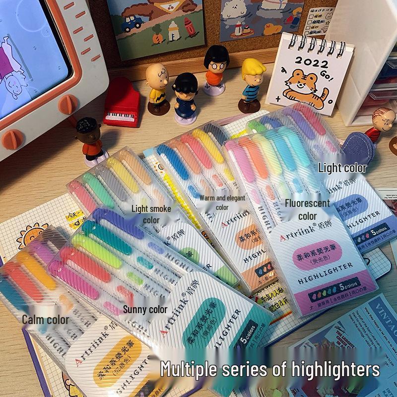 INS Style Dual-Tip Fluorescent Highlighter - Non-Bleed, High Visibility Pen for Planners