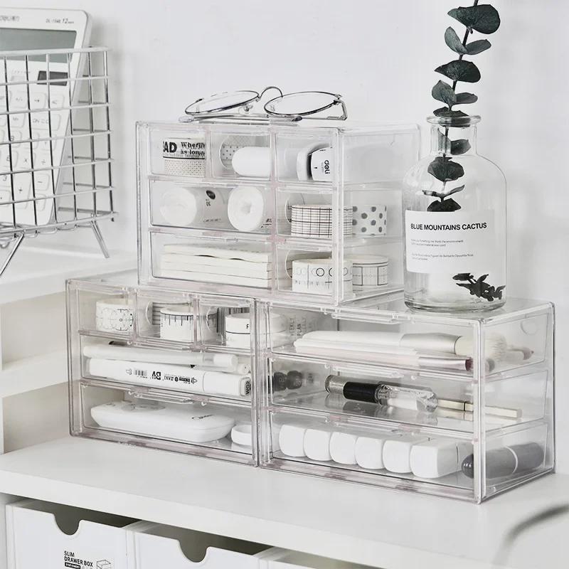 7-Grid Dustproof Transparent Drawer for Stationery, Jewelry, and Cosmetics