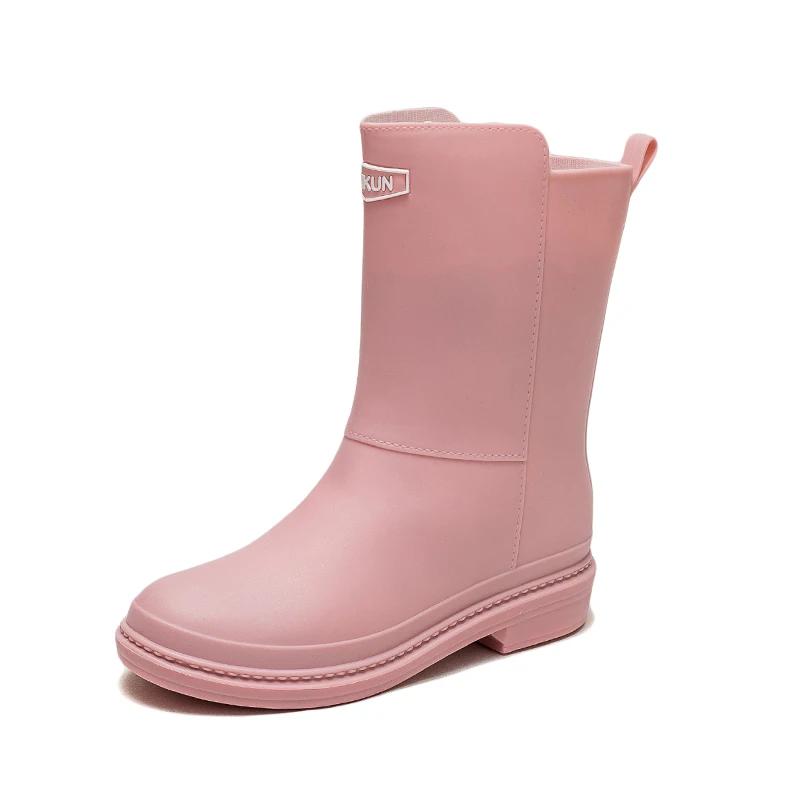 Damen Mid-Calf Regenstiefel Gummischuhe Winter Regenstiefel Baumwollgefüttert Warmhaltend Wasserdicht Damen Rutschfeste Schuhe