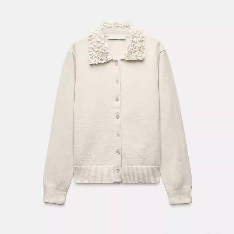 Fall and Winter New Women's Clothing French Classic Style Loose Beaded Lapel Long Sleeves Knitting Cardigan 3969102