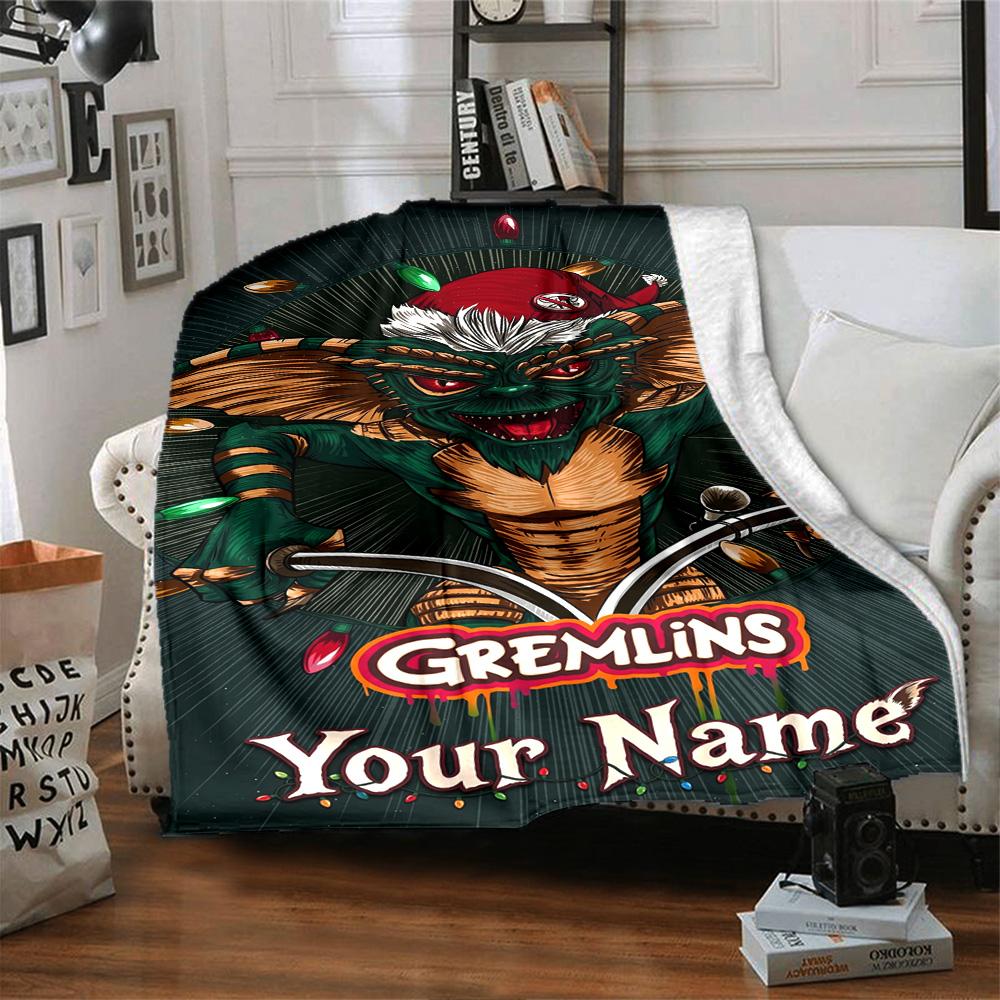 Gremlins Customize Your Name Blanket Multi-purpose Personalized Blanket Soft Warm Cozy Throw For Seaside Livingroom Bed Couch Four Seasons Universal