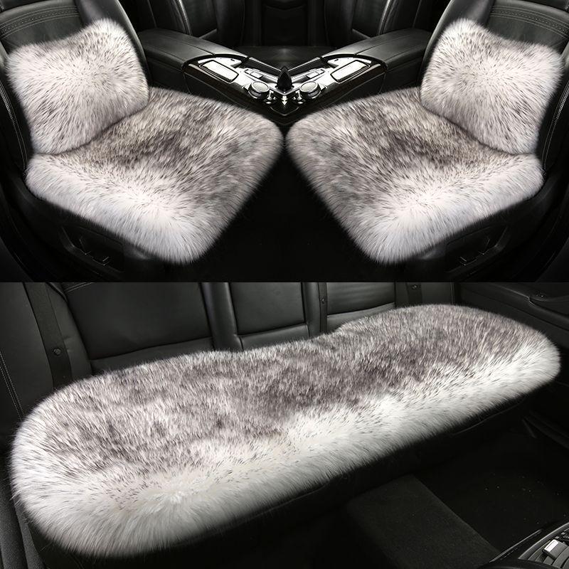 Set Universal de Perne Plușate din Lână Lungi pentru Scaune Auto de Iarnă cu Suport Lombar - Antiderapant și Îngroșat pentru Căldură
