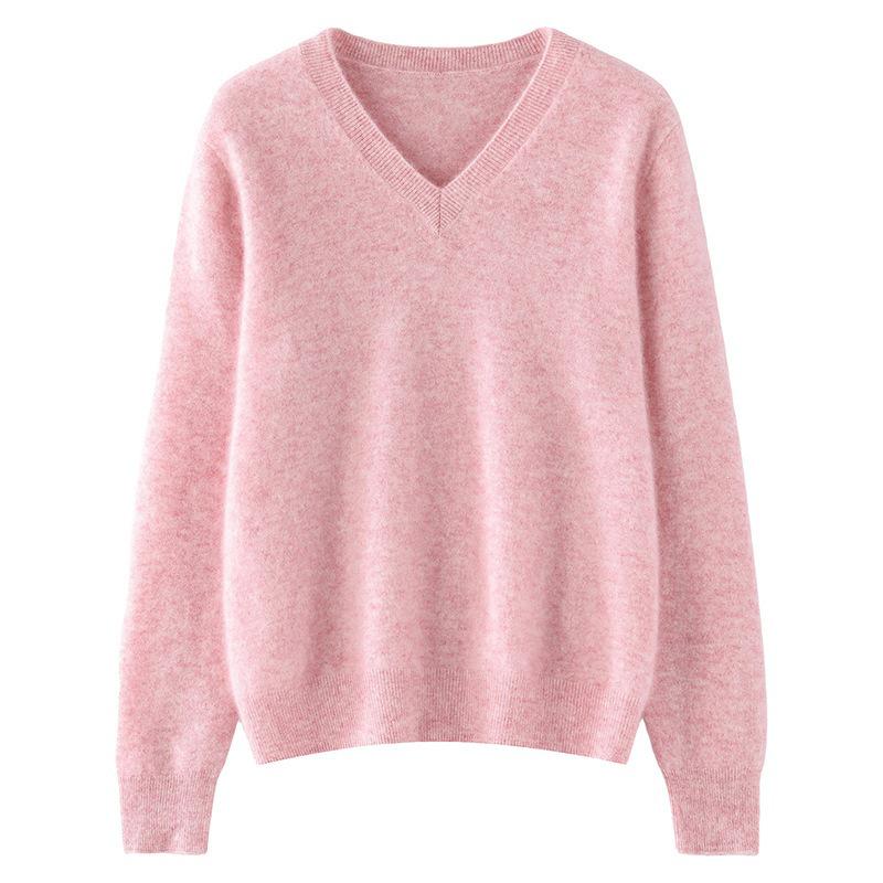 Women's Pure Cashmere Loose Sweater: Round Neck, Solid Black, Versatile Knit Pullover for Autumn/Winter