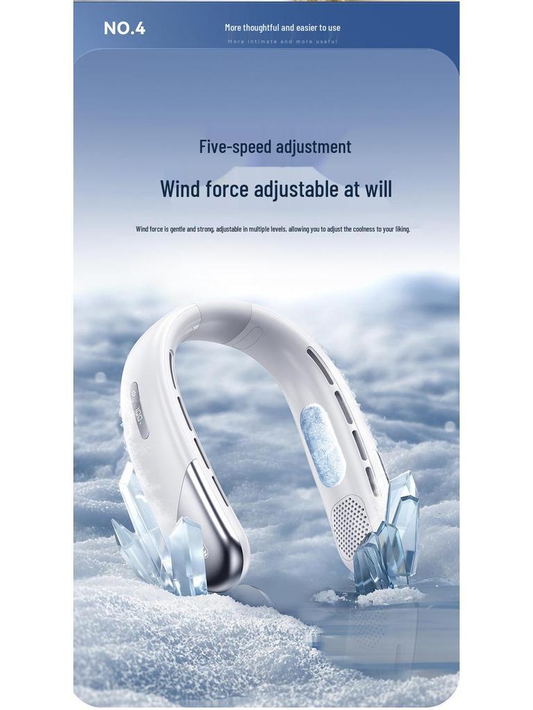 USB Rechargeable Neck-Hanging Bladeless Fan - Portable Handheld for Office & Sports