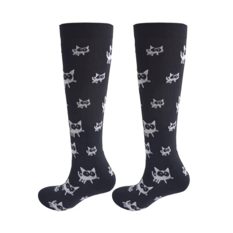 Sport Compression Stockings Pattern Stripes Dots Plant Fruits Animals Balloon Flamingo Monkey Pressure Compress Socks
