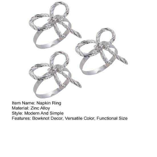 Napkin Rings with Bow Decor Zinc Alloy Napkin Holders Wedding Party Decoration Table Setting Accessories