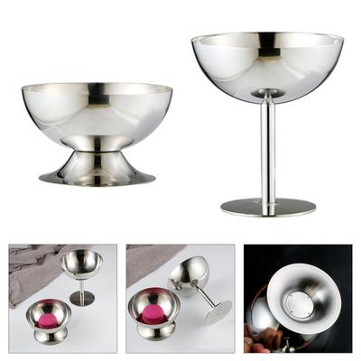 Ice Cream Glasses with Foot Food Grade Stainless Steel Dessert Cups Fruit Salad Bowl for Indoor and Outdoor Event