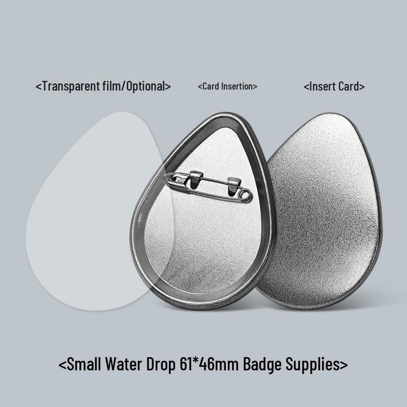 61x46mm Thin Frosted Tinplate Pin Badge - Water Drop Design