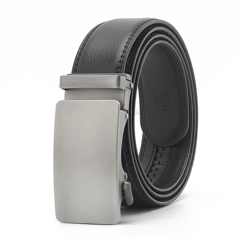 Men's Genuine Leather Automatic Buckle Belt - Versatile Two-Layer Cowhide for Middle-Aged and Young Fashion.
