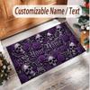 Skull Gothic Theme Soft Crystal Velvet Rug Custom Name & Text Print Non Slip Floor Rug for Bedroom Living Room