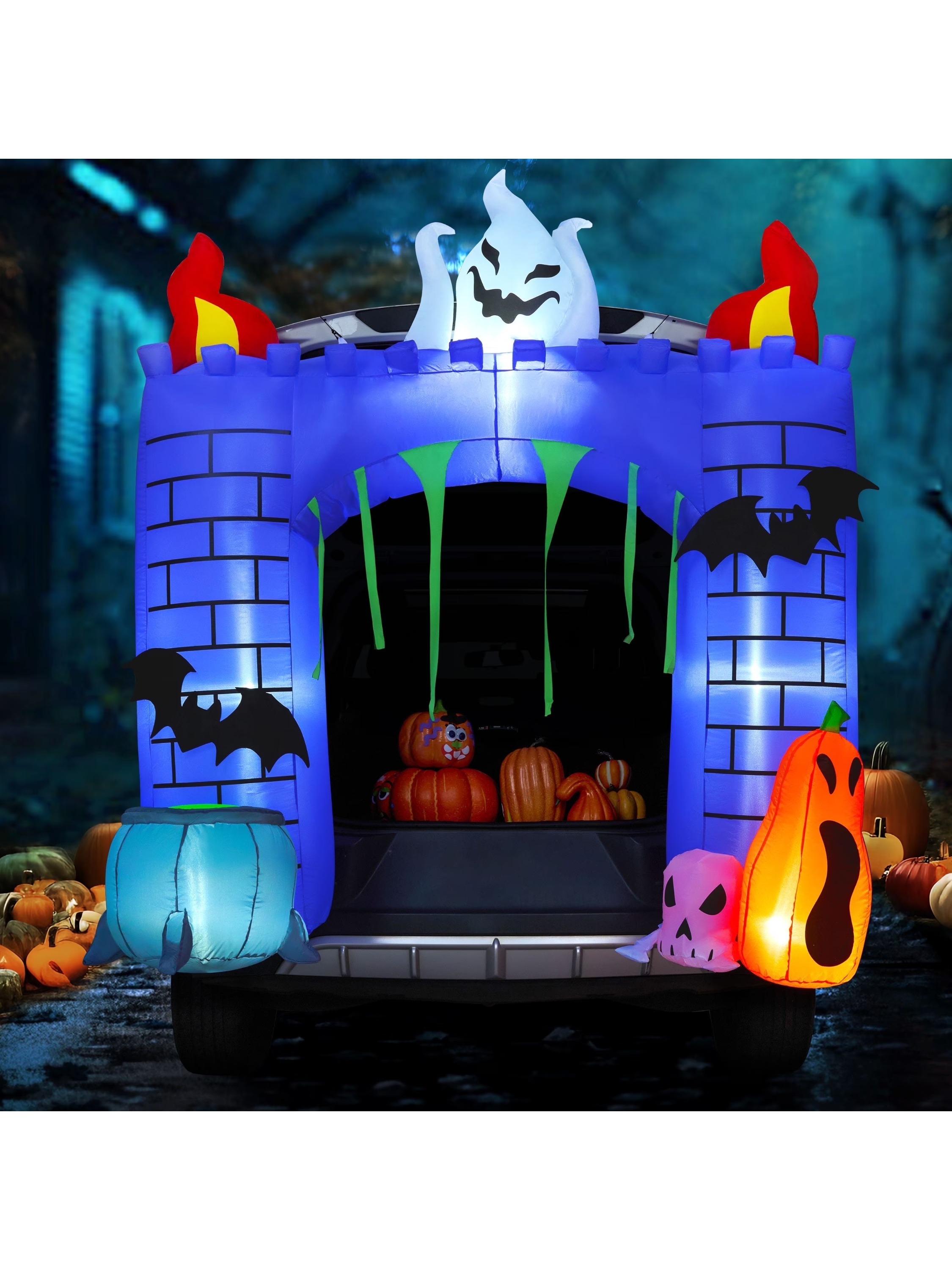 

Joyfy 6 FT Halloween Inflatable Haunted Castle Decoration Trunk Treat Car Decorations Kit Ghost and Pumpkin for Halloween Party