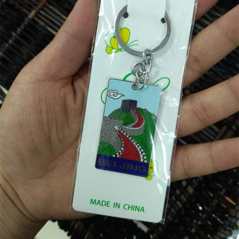 Beijing Cultural Landmarks Face-Painting Keychain – Chinese Style Metal Bag Charm