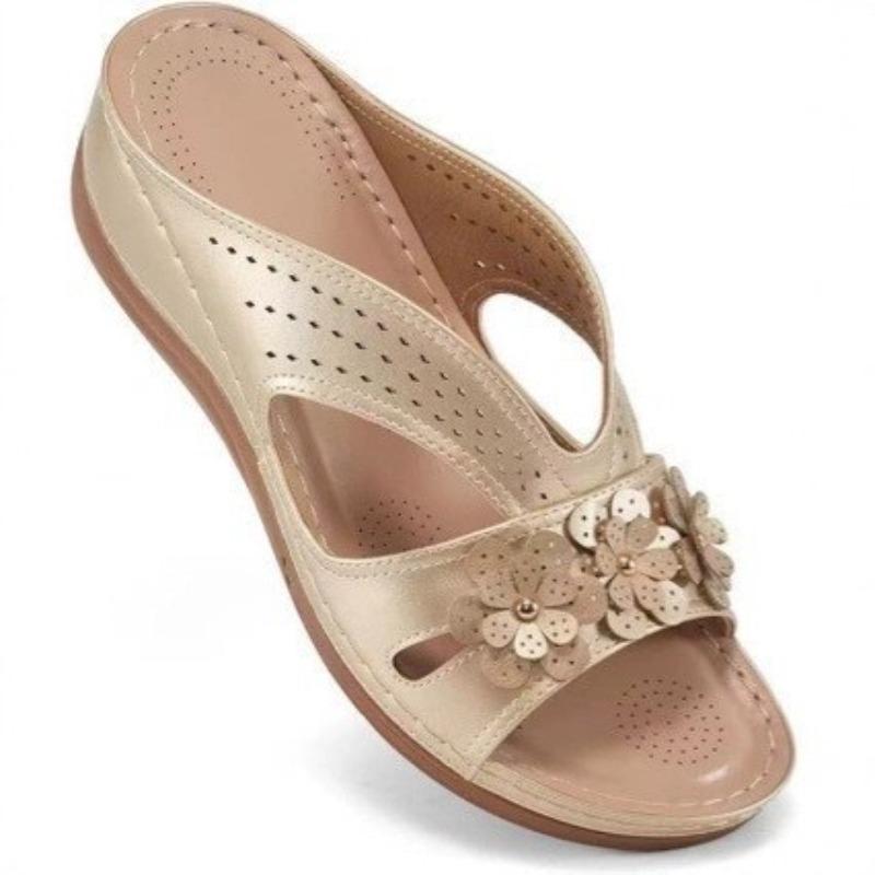 

Women s Retro Floral Wedge Slide Sandals Open Toe Beach Casual Shoes 43 золотий