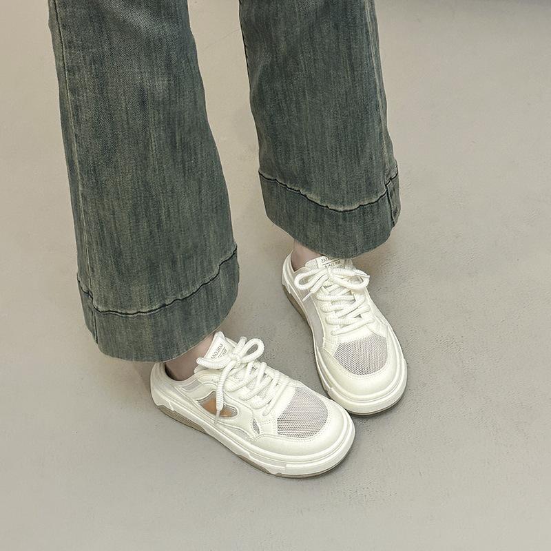Summer Half Slippers Women's New Breathable Thin Mesh Mesh Shoes Thick-soled Casual One-pedal Lazy Little White Shoes