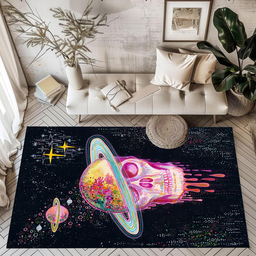 Colorful Skull Artwork Floor Mats for Living Room, Bedroom and Room Decoration Are Suitable for Gifts.
