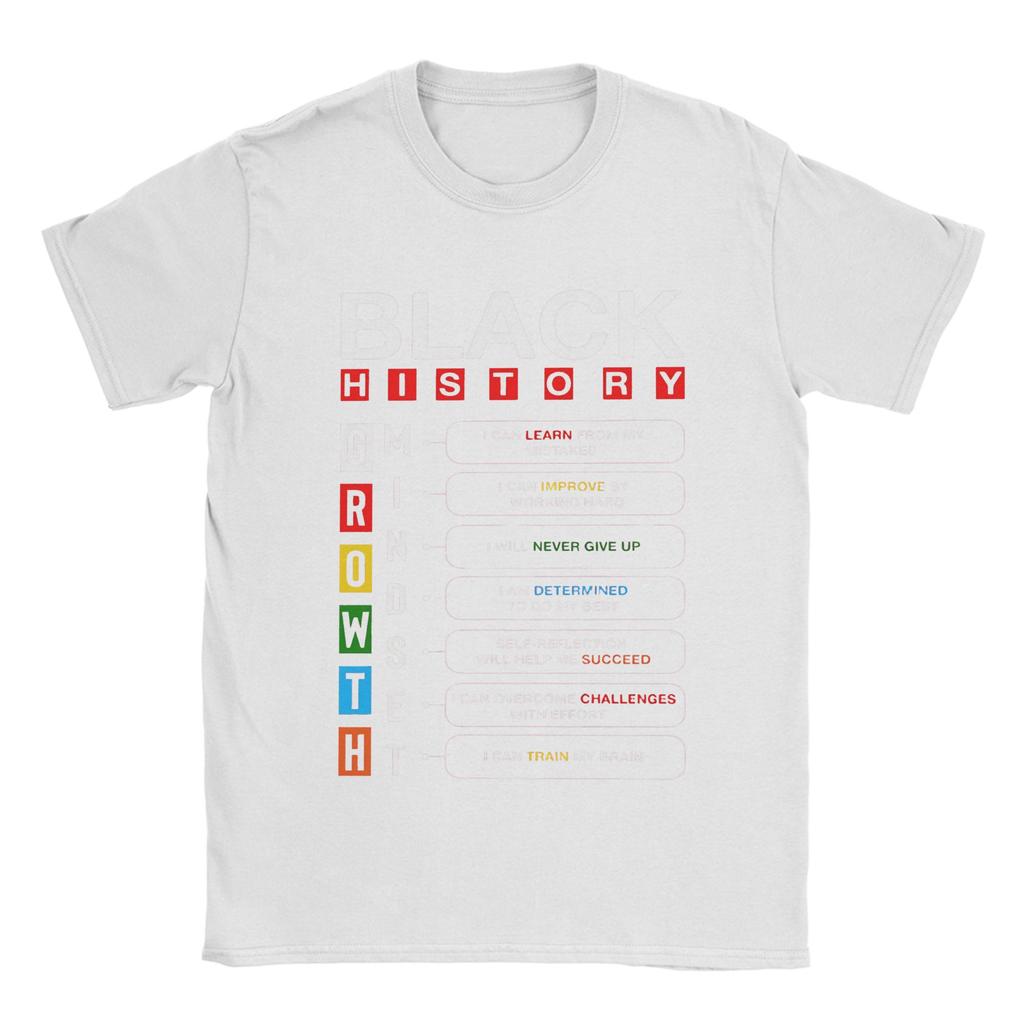 Novelty Black History Growth Mindset TShirts Unisex Round Neck Pure Cotton T Shirt Short Sleeve Tees Classic Tops