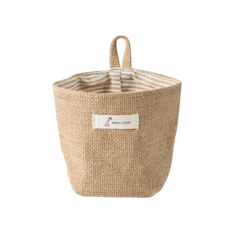Linen Cotton Hanging Mini Storage Basket Home Kid Toy Sundries Bag Box Organizer