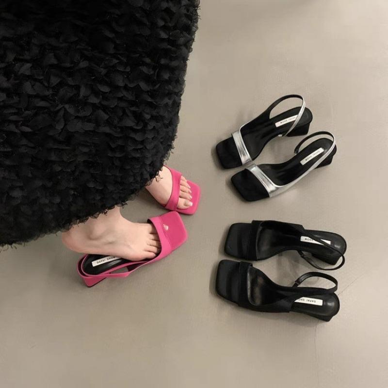 Women's High-heeled Sandals Open Toe Elegant Slingbacks Trendy Design 2025 Summer Ladies Shoes Large Size Back Strap Footwear