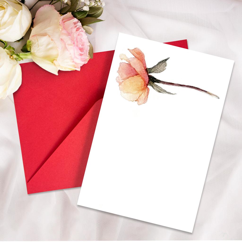 1 Watercolor Flower Series Greeting Card Envelope Set Universal Handwritten Greetings Message Card Gift Thank You