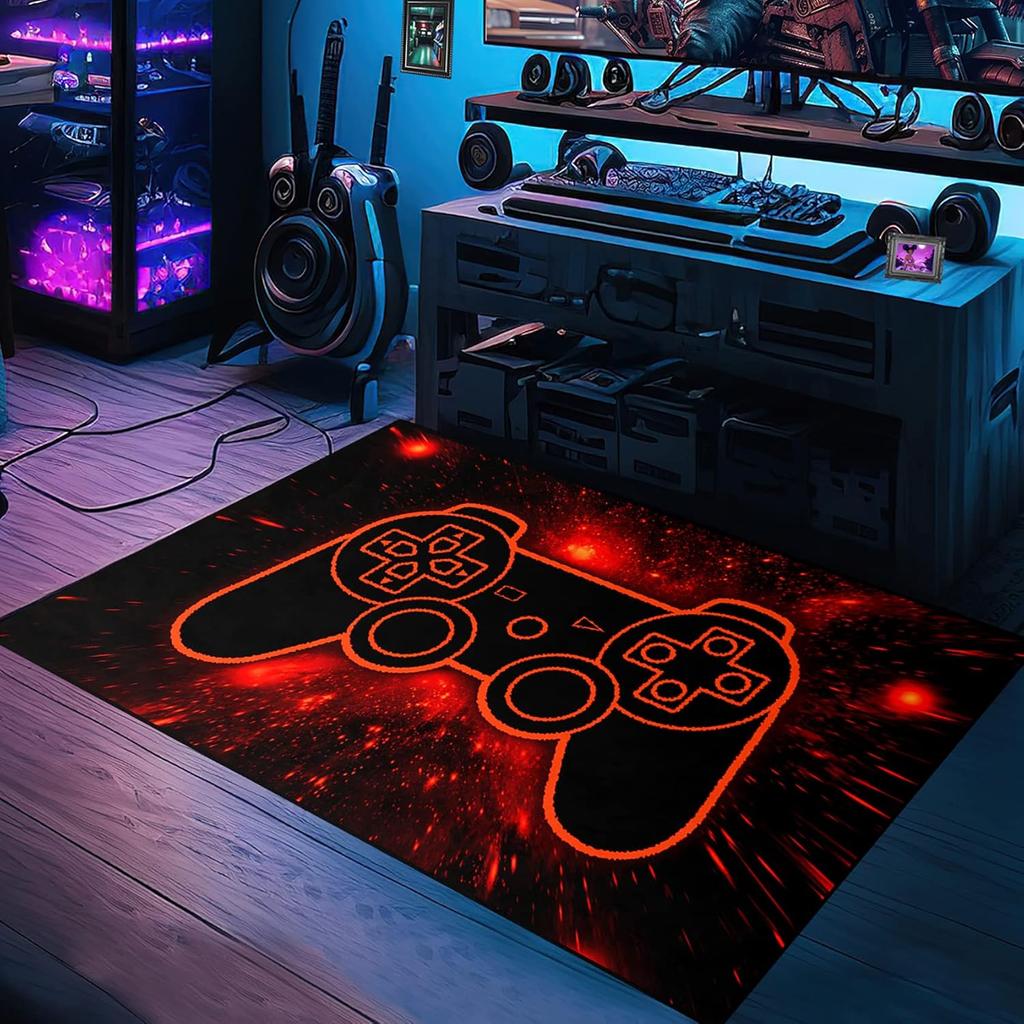 Tappeti per Controller di Gioco per Camera da Letto Ragazzi Soggiorno Gamer Tappeti Rossi Tappetino per Pavimento Tappetini Interni Giocatore Design Artistico Gaming Decorazioni per la Casa Crysta