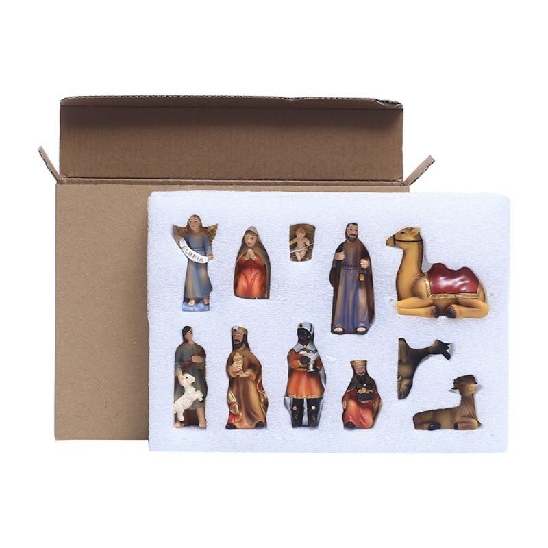 11pcs/set Nativity Scene Set Christmas Ornament Baby Jesus Statue Christmas Decoration Indoor Nativity Crib Manger Figurines