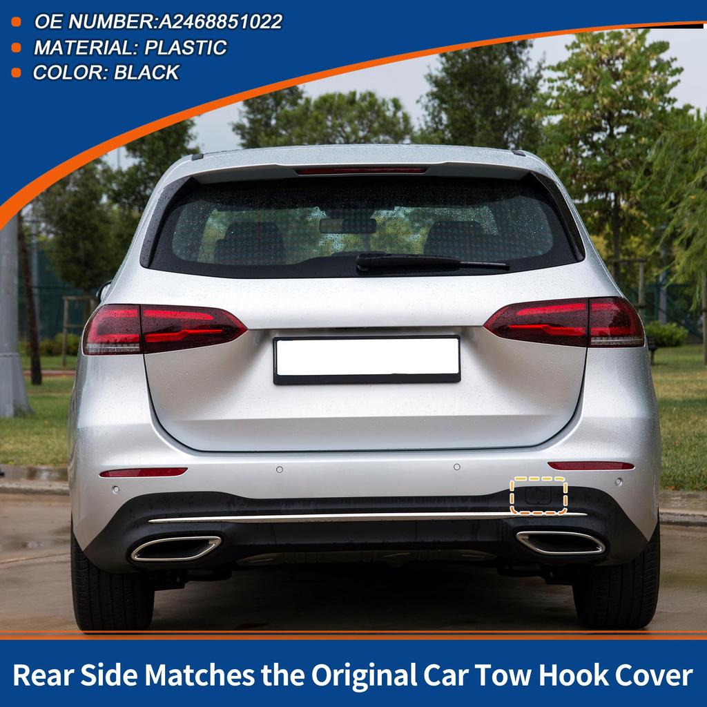 ACROPIX Rear Car Bumper Toe Hook Cover for Mercedes Benz W246 Set of 1 B-Class 2015-2018, Black, A2468851422,