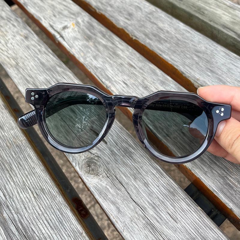 Occhiali da Sole in Acetato di Alta Qualità per Uomo Donna Montature Ovali Rotonde Stile Giapponese Designer Occhiali da Guida Viaggio UV400