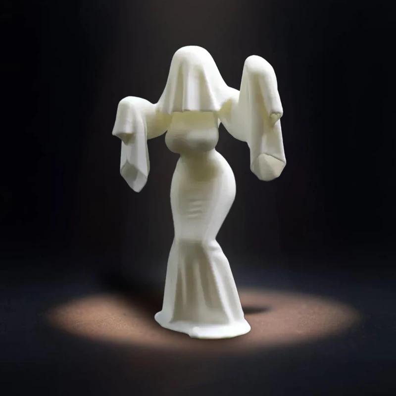 Gothic Bride Figurine 3D Printed Halloween Ghost Bride Statue 3D Printed Female Ghost Desktop Figurine Home Desktop Decoration