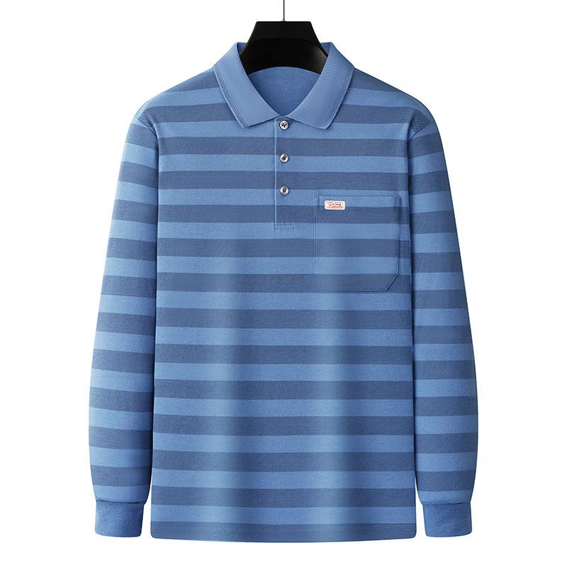 

Осенняя качественная модная свободная рубашка поло для мужчин с длинным рукавом, повседневные мужские рубашки поло с карманом сверху M королевский синий