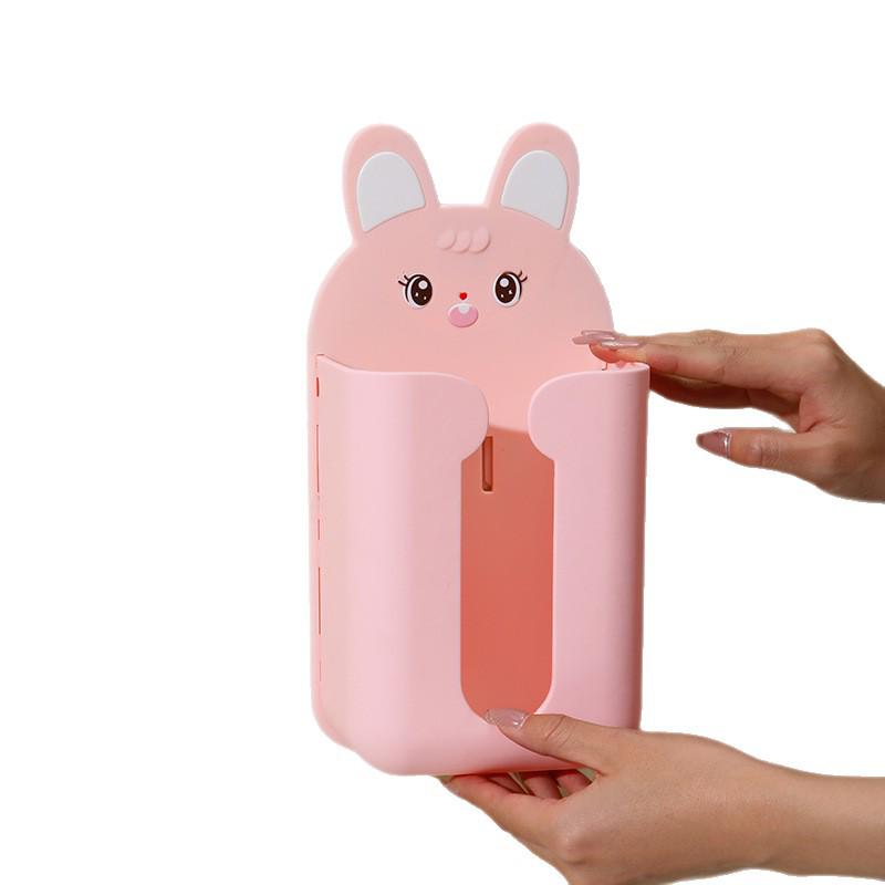 Wall-Mounted Cartoon Tissue Dispenser: No-Punch Tissue Box & Storage for Facial Towels, Bathroom & Kitchen Hanging Solution
