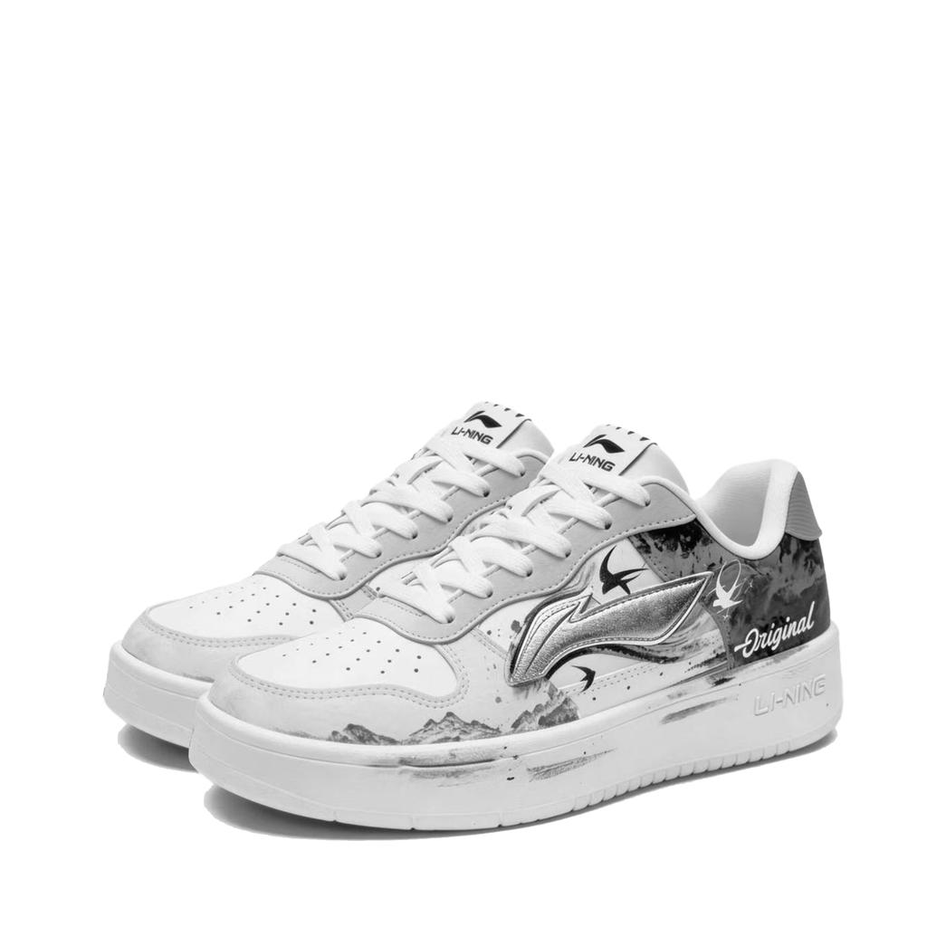 Li Ning Floating Boat Swallow Ink Box Abrasion Resistant Slip Resistant Low Top Skateboard Shoes Women's White AGCS420-6(TeamM--BOX)