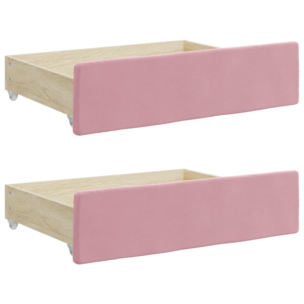 Pull Out Daybed with Drawers Pink 100 X 200 Cm Velvet