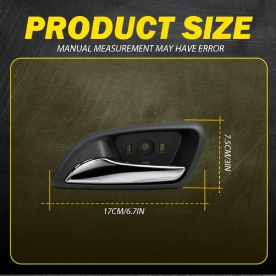 Black+Chrome 1PCS Inner LH Door Handle Fit 2011-2015 Chevrolet Cruze Driver Side